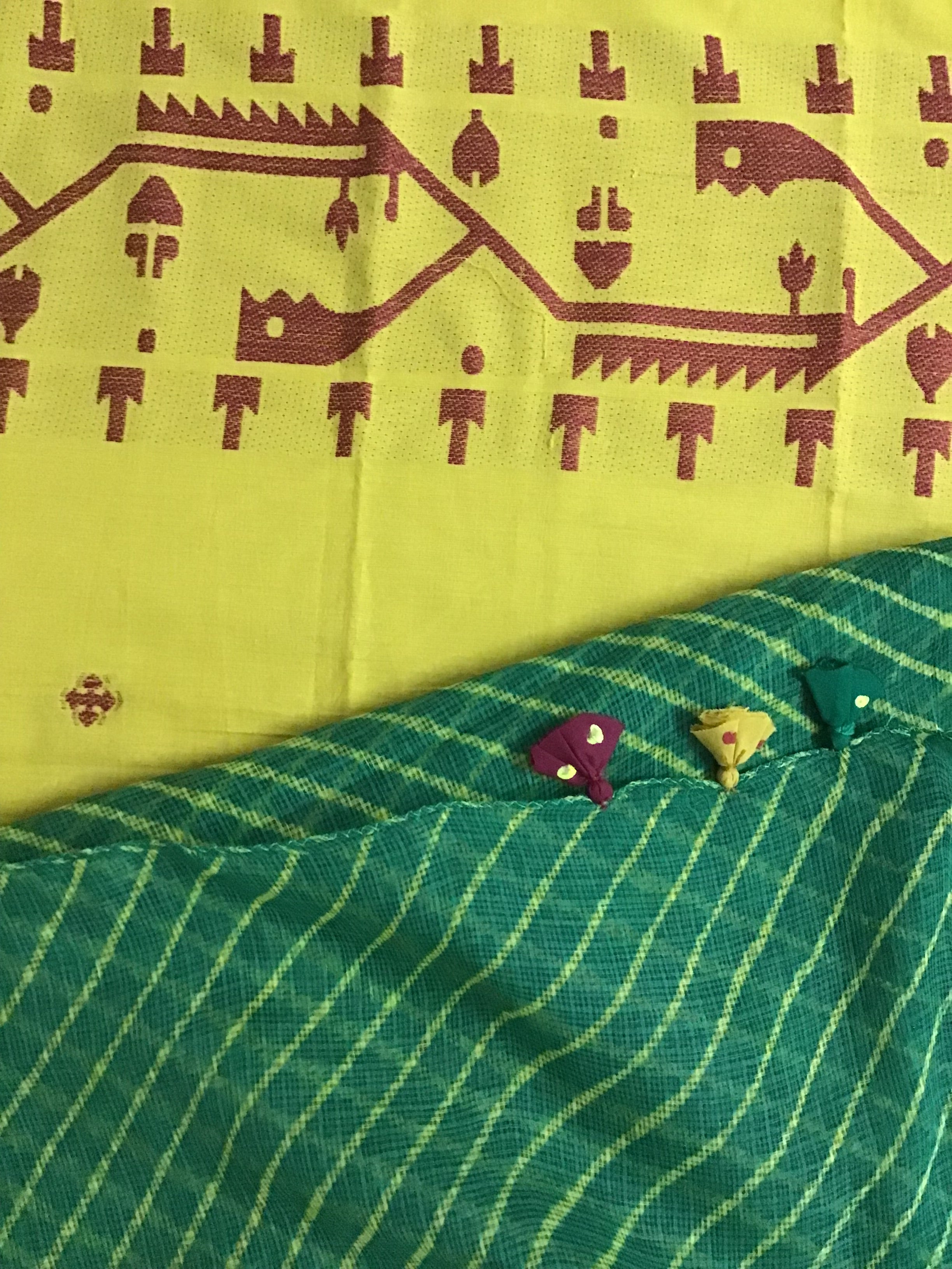 Green & Mustard Leheriya Ensemble