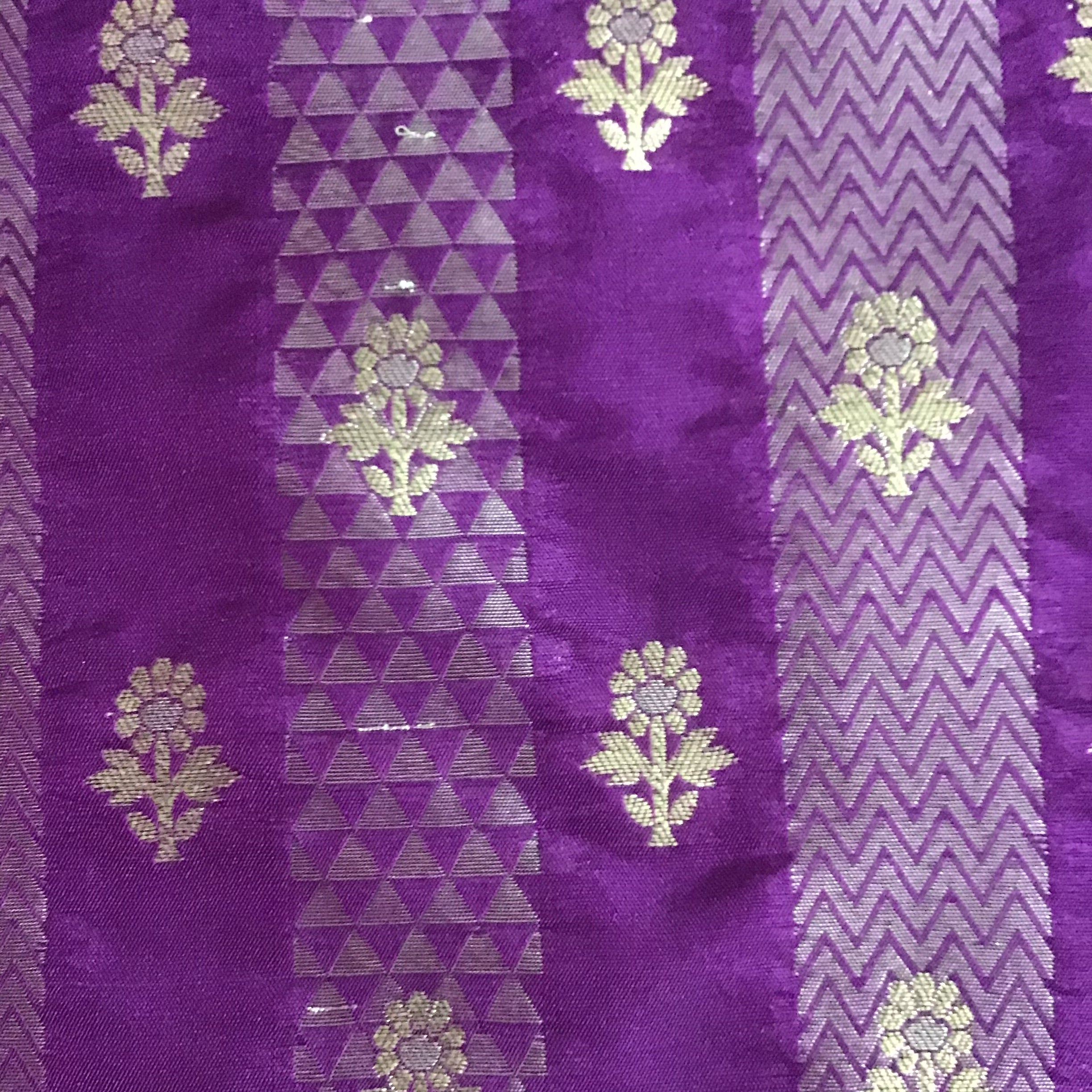 Purple Zari Buti Kota  & Kathan Tifli Benares Blouse Ensemble